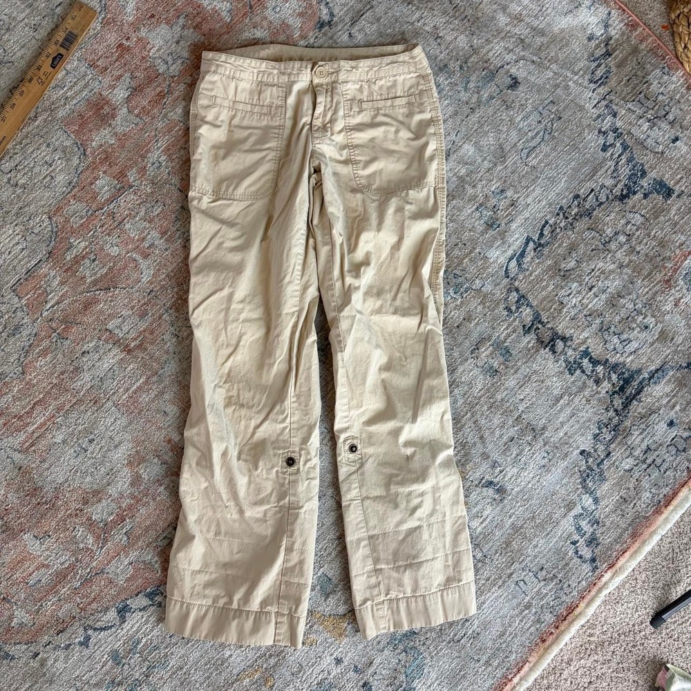 Old Navy Womens Y2K Low Rise Flare Chino Pants Tan Cream Size 4 Preppy Utility